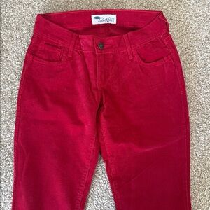 Old Navy red colored low rise skinny leg corduroy pants size 0 regular rockstar